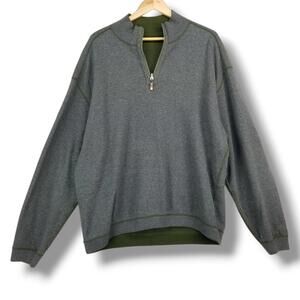 Tommy Bahama 1/4 Zip Reversible Sweater XL Gray Green